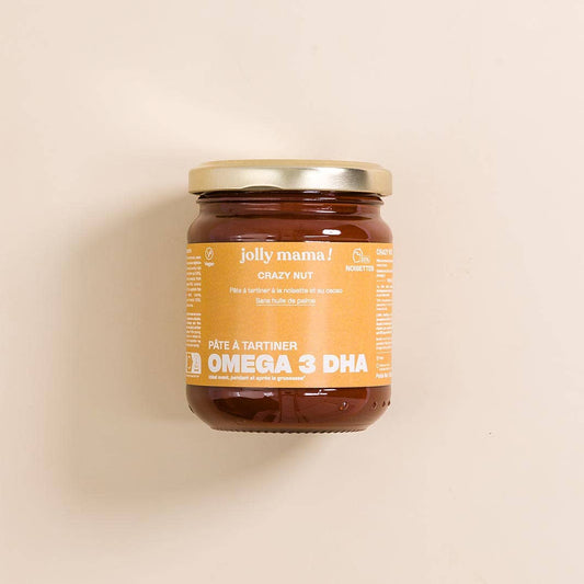 Pâte à tartiner riche en oméga 3 (DHA), noisettes et cacao - JOLLY MAMA!