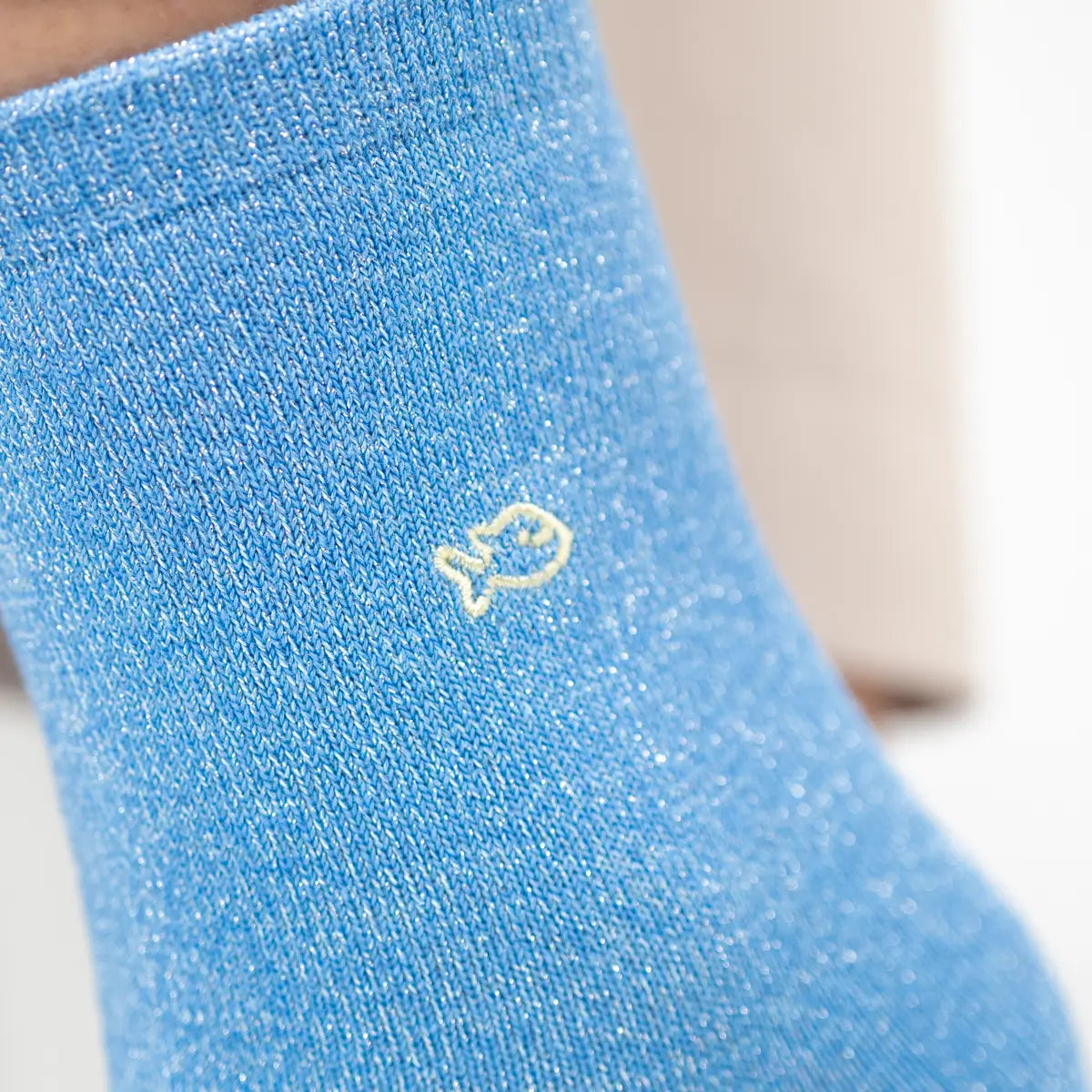 Chaussettes unies pailletées - Bleu clair