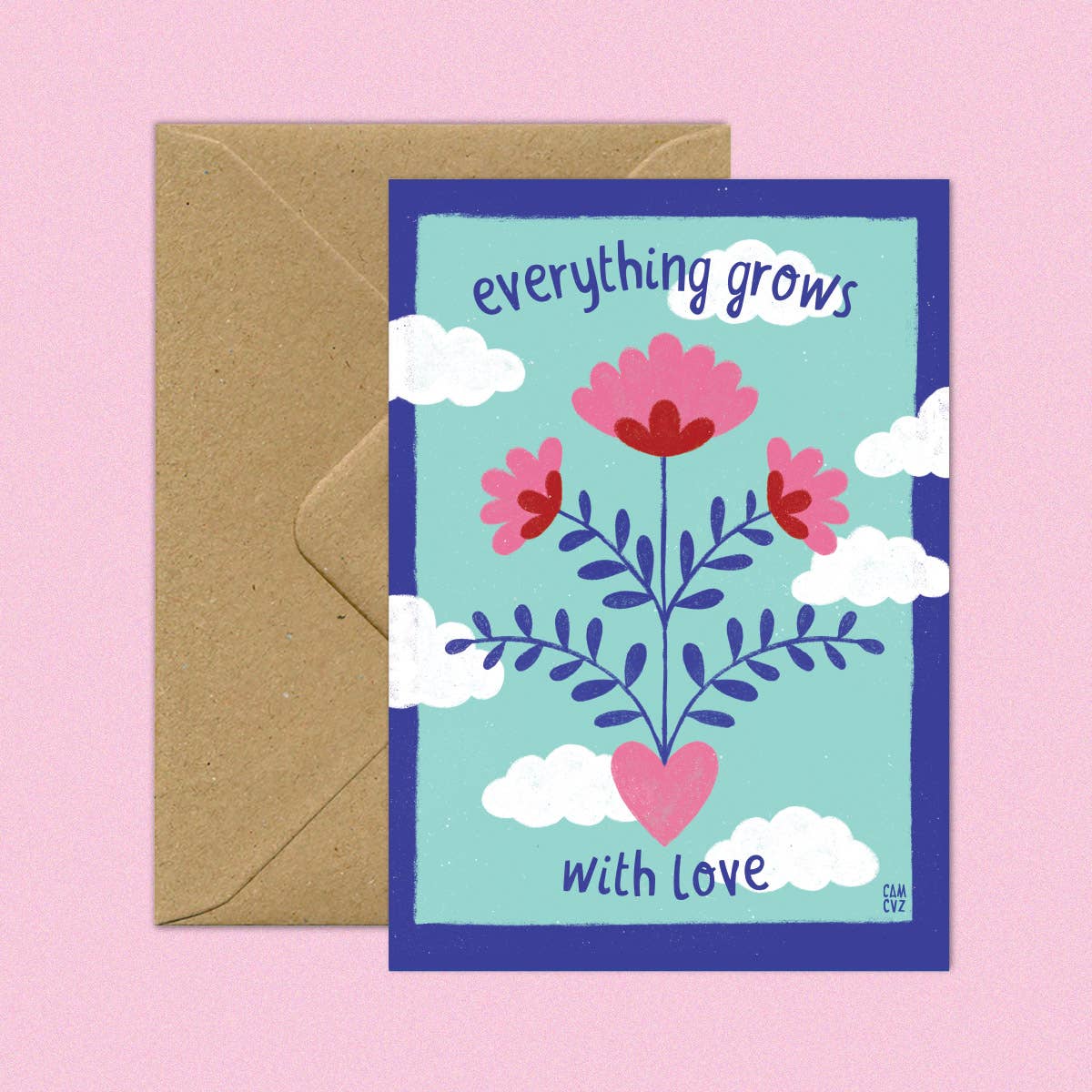 Everything grows with love | carte postale citation