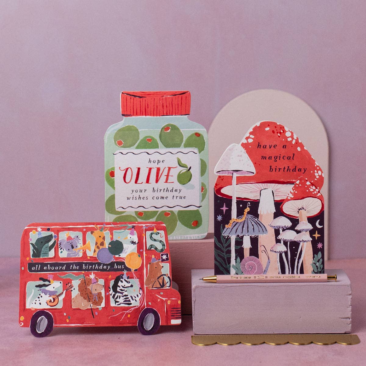 Carte d'anniversaire pour enfants en bus de fête | Carte de vœux pour enfants SISTER PAPER CO