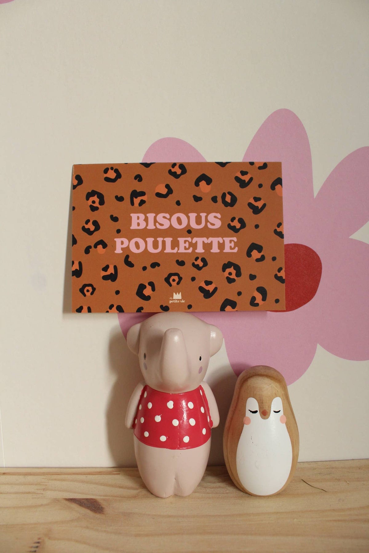 Carte "Love" : Bisous poulette - léopard (avec enveloppe)