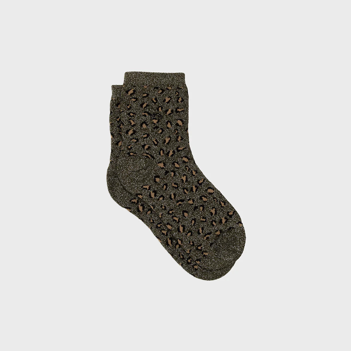 Chaussettes pailletées en coton peigné léopard - Kaki BILLY BELT