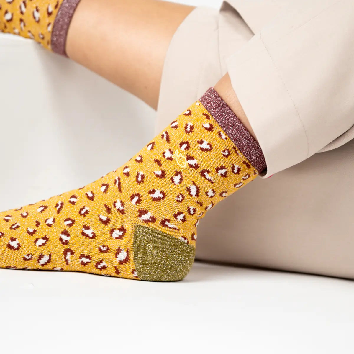 Chaussettes léopard pailletées - Jaune