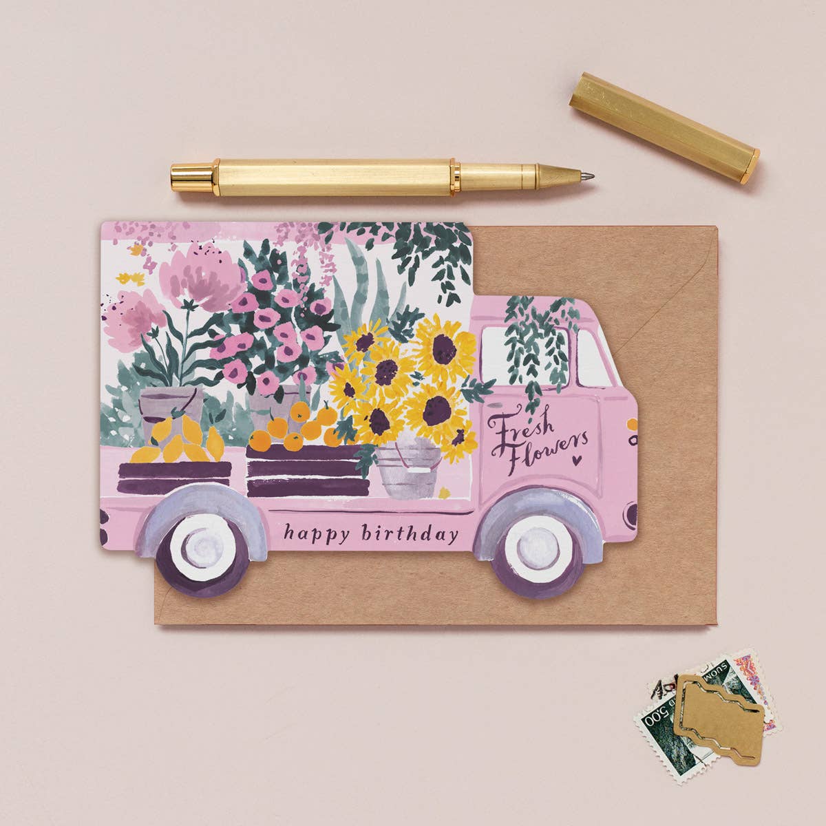 Carte d'anniversaire Flower Truck  Florale - SISTER PAPER CO