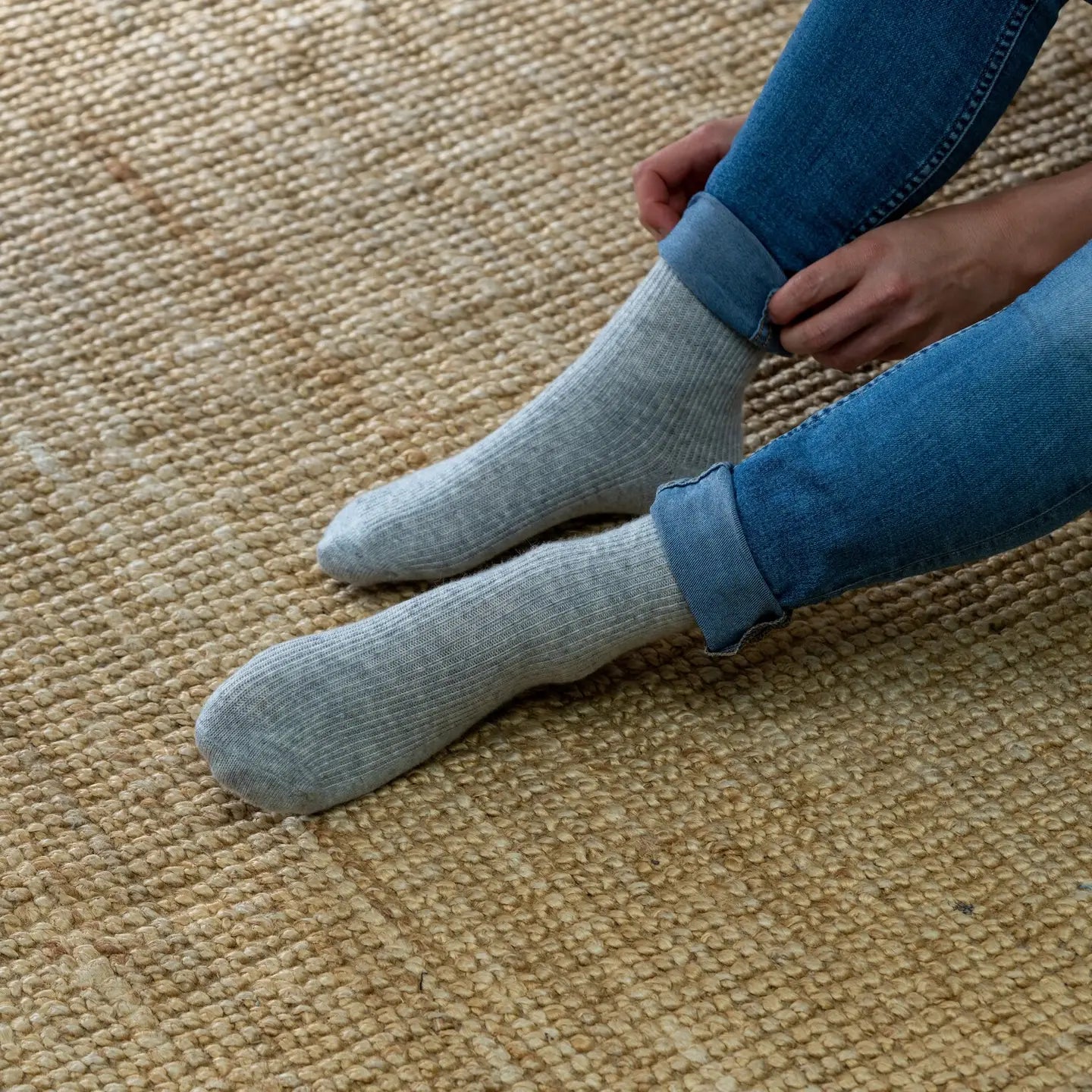 Chaussettes en laine avec angora Gris