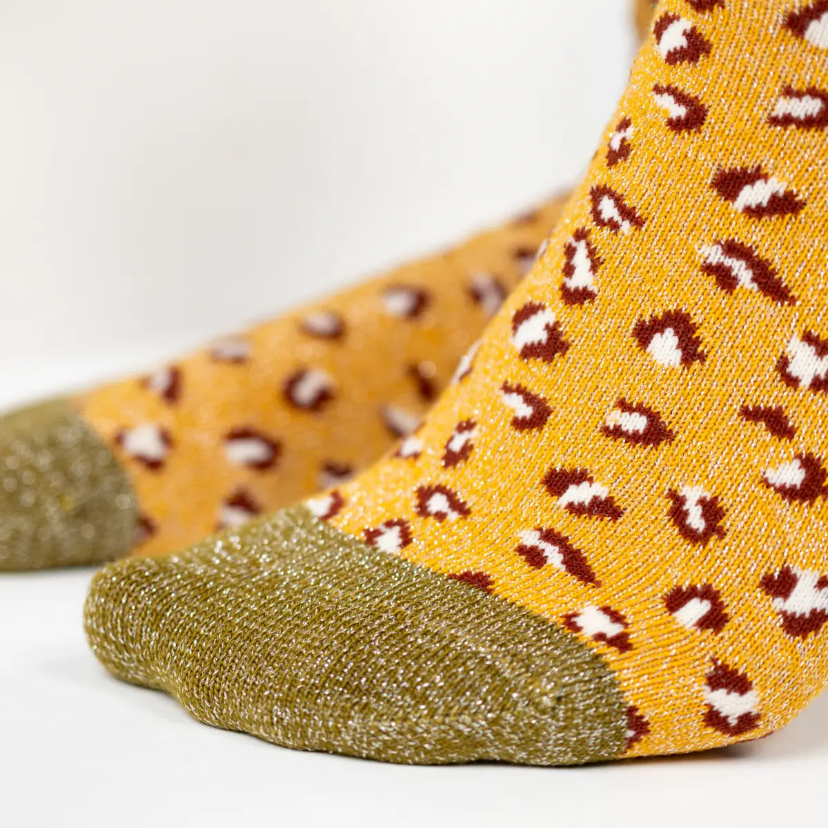 Chaussettes léopard pailletées - Jaune