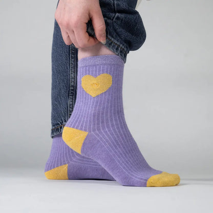 Chaussettes en coton peigné Coeur - Violet