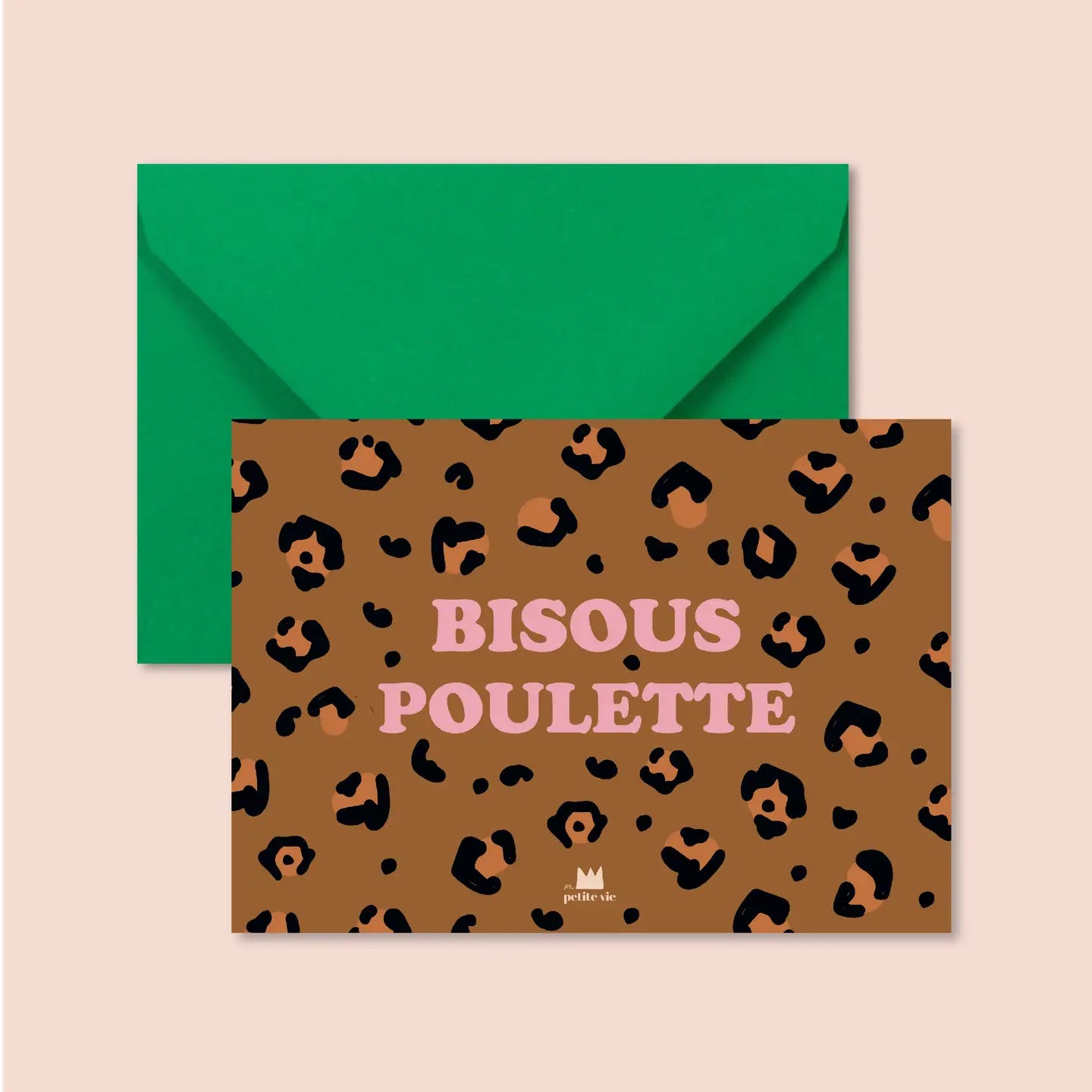 Carte postale - Bisous poulette - léopard