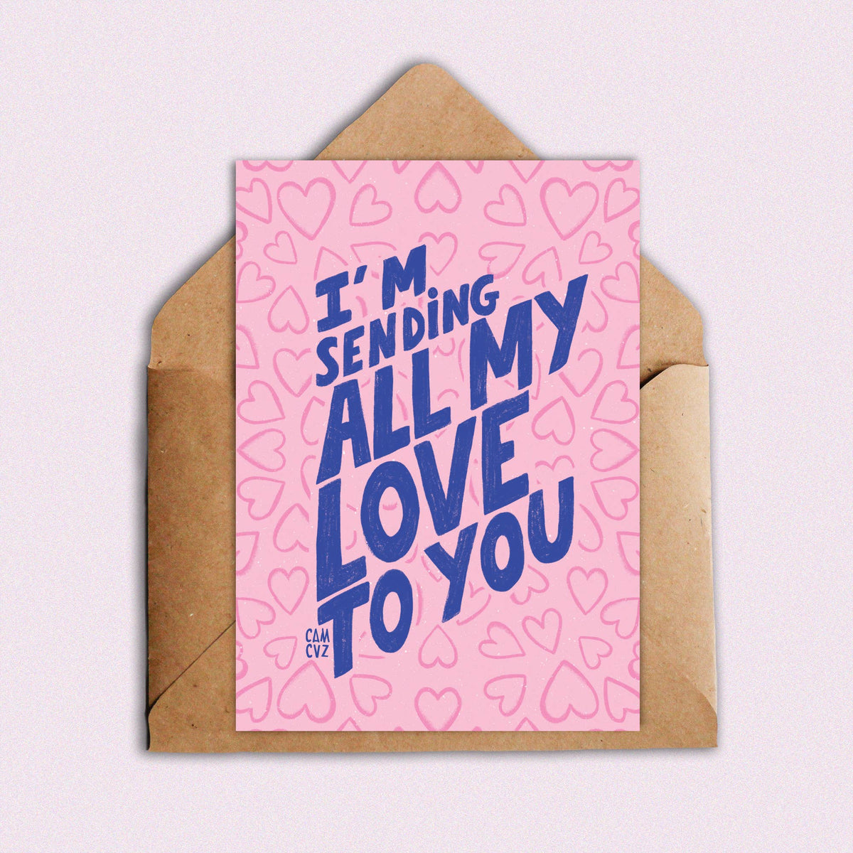 Sending all my love to you | carte postale lettering: Rose