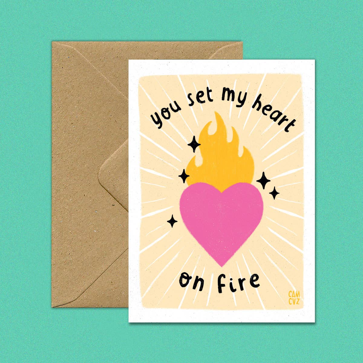 Set my heart on fire | carte postale cœur sacré