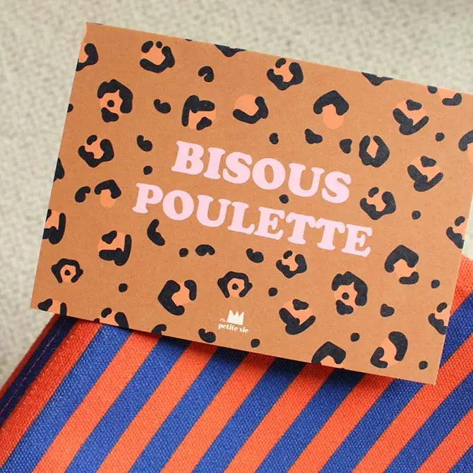 Carte postale - Bisous poulette - léopard