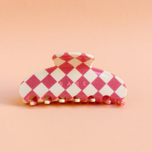 Barrette "Babe » - damier rose