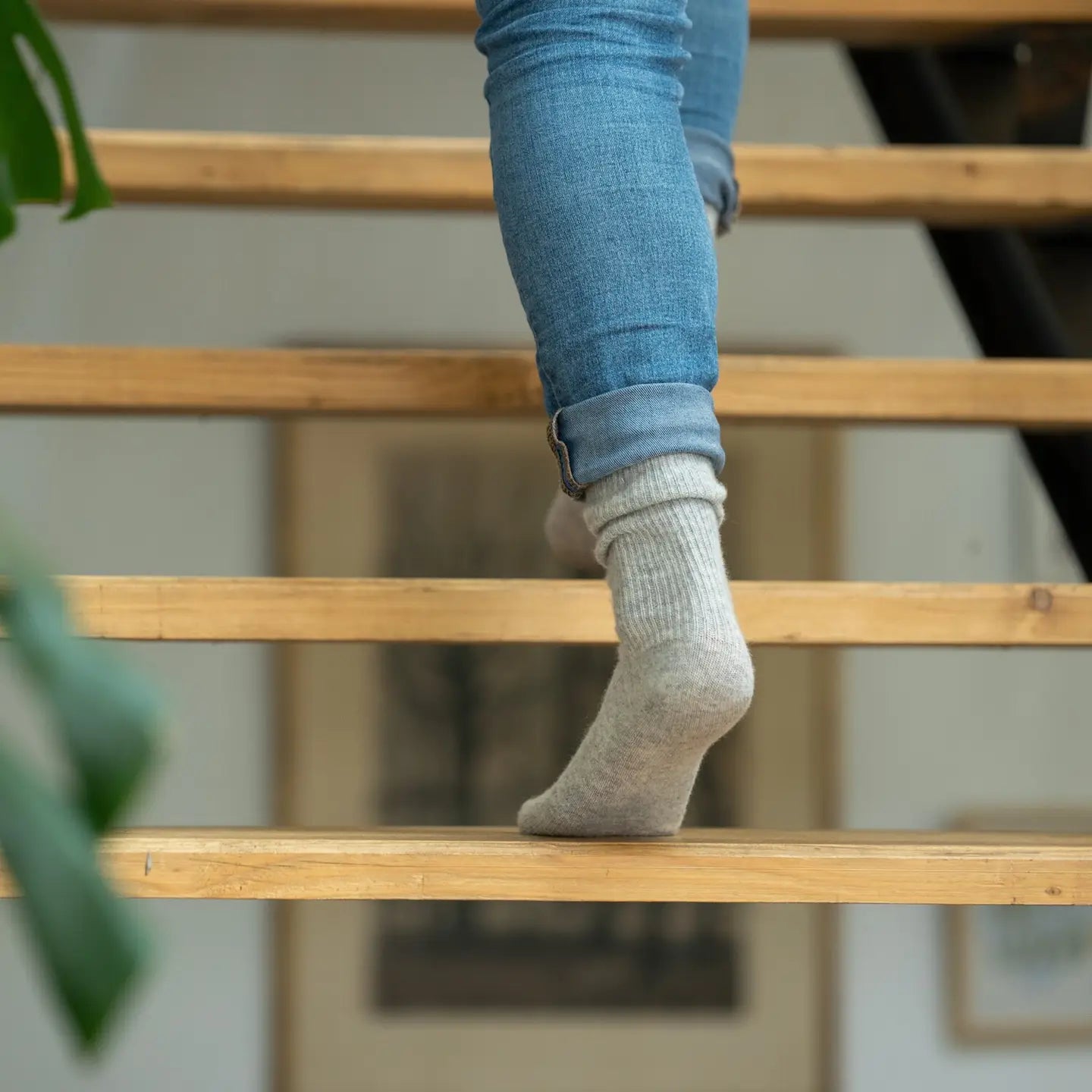 Chaussettes en laine avec angora Gris