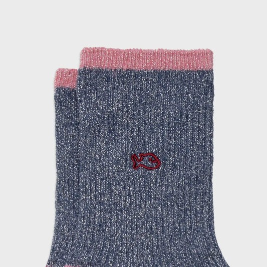 Chaussettes en coton peigné Vintage - Bleu gris