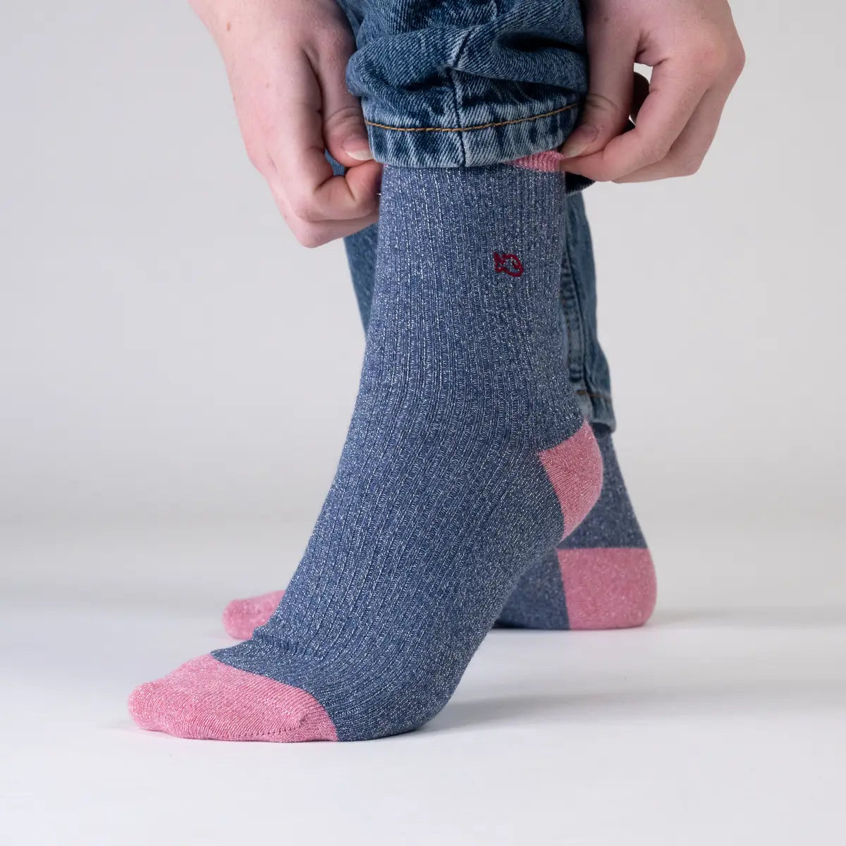 Chaussettes en coton peigné Vintage - Bleu gris