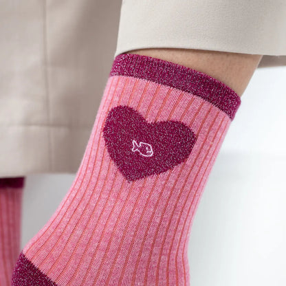 Chaussettes coeur - Rose clair et rose