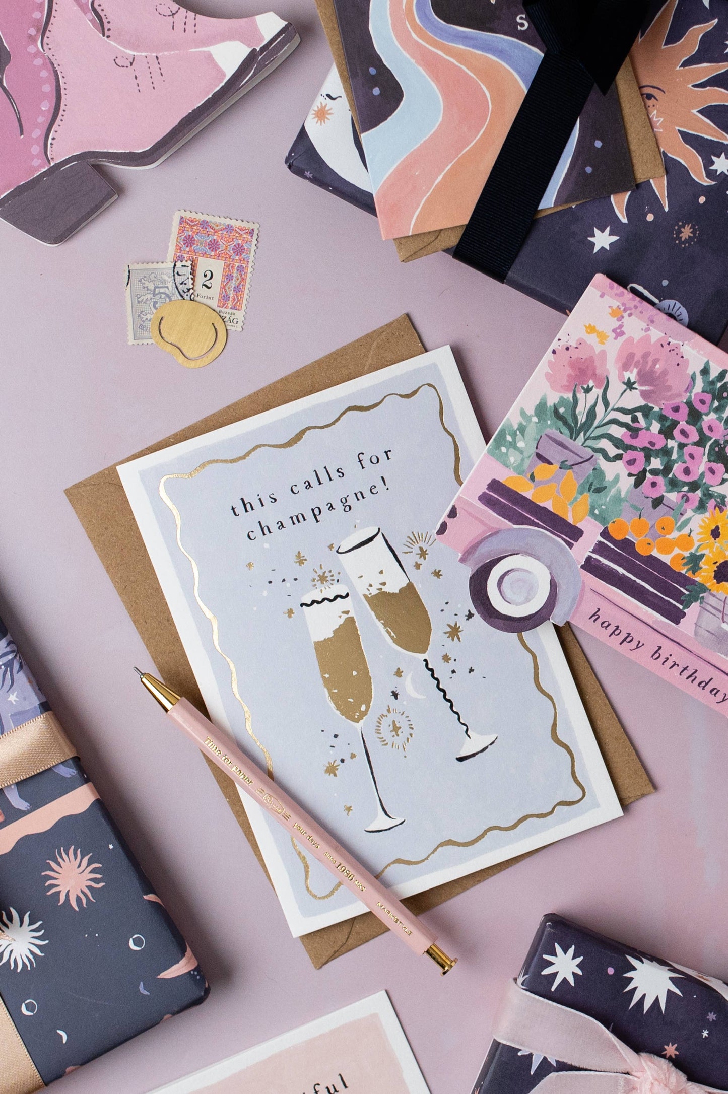 Carte This Calls For Champagne | Carte de félicitations SISTER PAPER CO