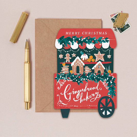 Carte de Noël : chariot en pain d'épices | Cartes de vœux 2026