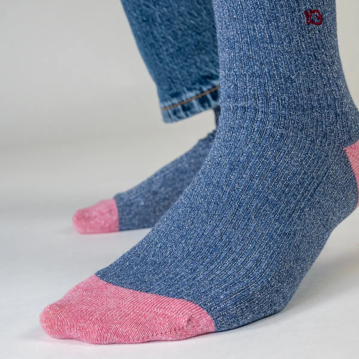 Chaussettes en coton peigné Vintage - Bleu gris