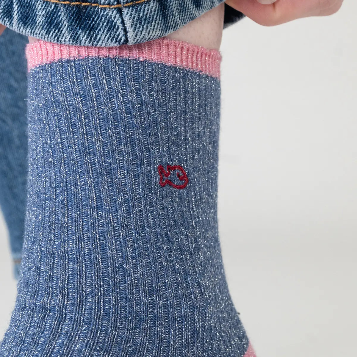 Chaussettes en coton peigné Vintage - Bleu gris