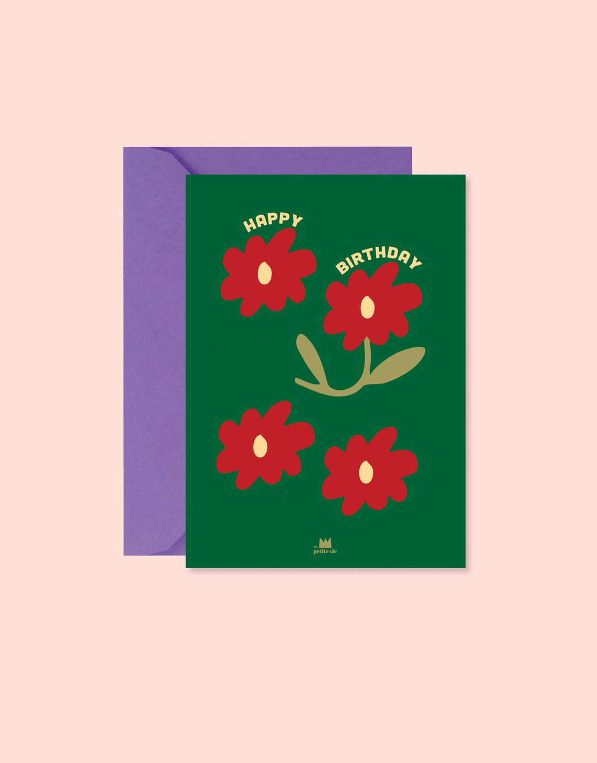 Carte "anniversaire "- Happy birthday fleurs (avec enveloppe