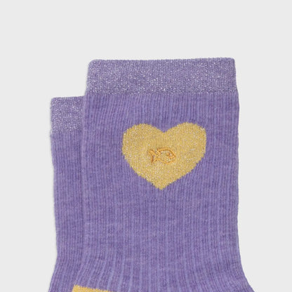 Chaussettes en coton peigné Coeur - Violet