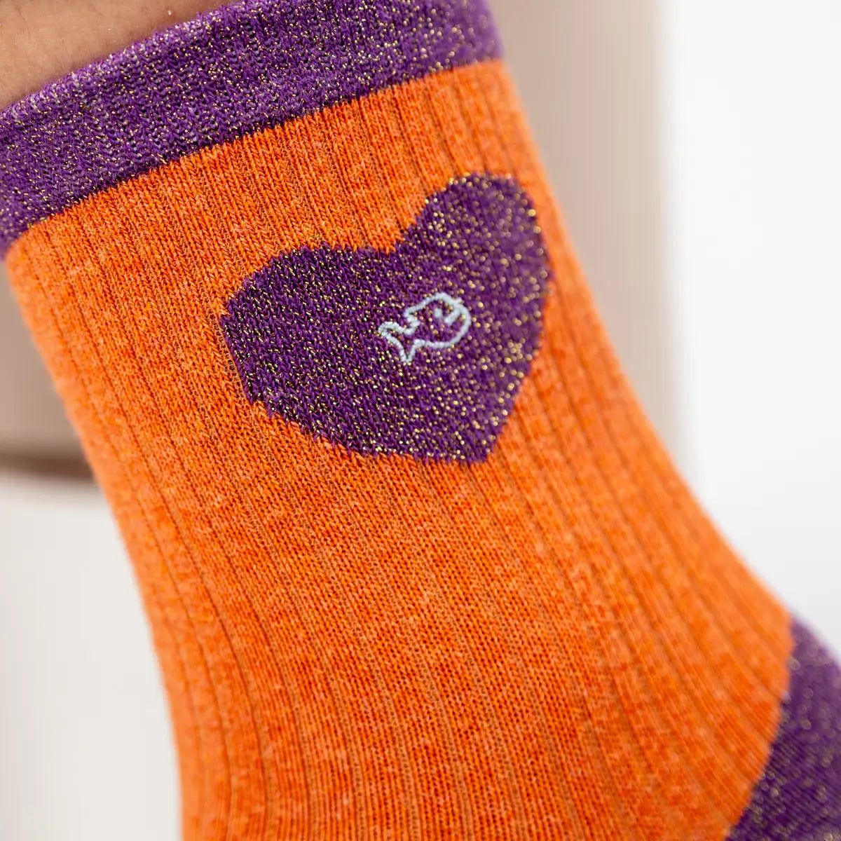 Chaussettes coeur - Orange et violet