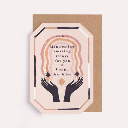 Carte d'anniversaire manifeste | Carte à cristaux | Carte d'affirmation - SISTER PAPER CO