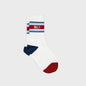 Chaussettes en coton peigné rétro - Blanc, rayé rouge et bleu BILLY BELT