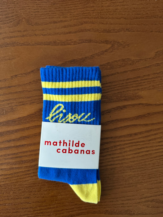Chaussettes bleues Bisou - Mathilde Cabanas