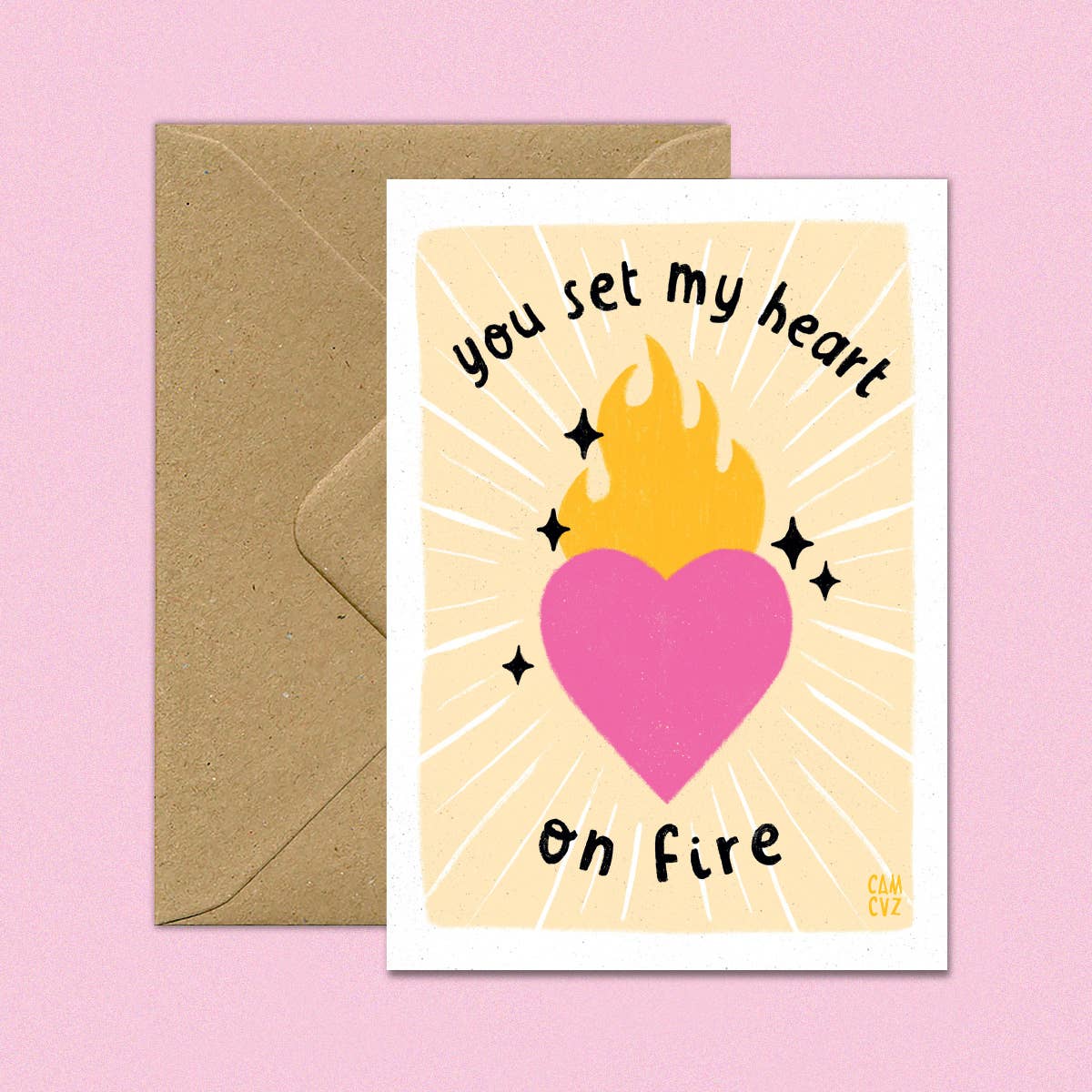 Set my heart on fire | carte postale cœur sacré