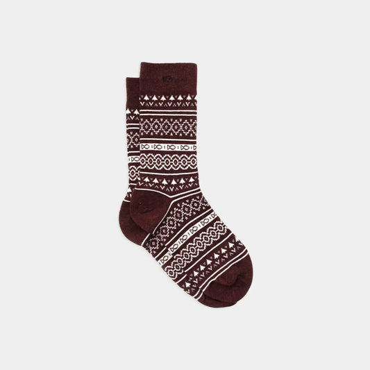 Chaussettes en coton peigné Jacquard - Bordeaux