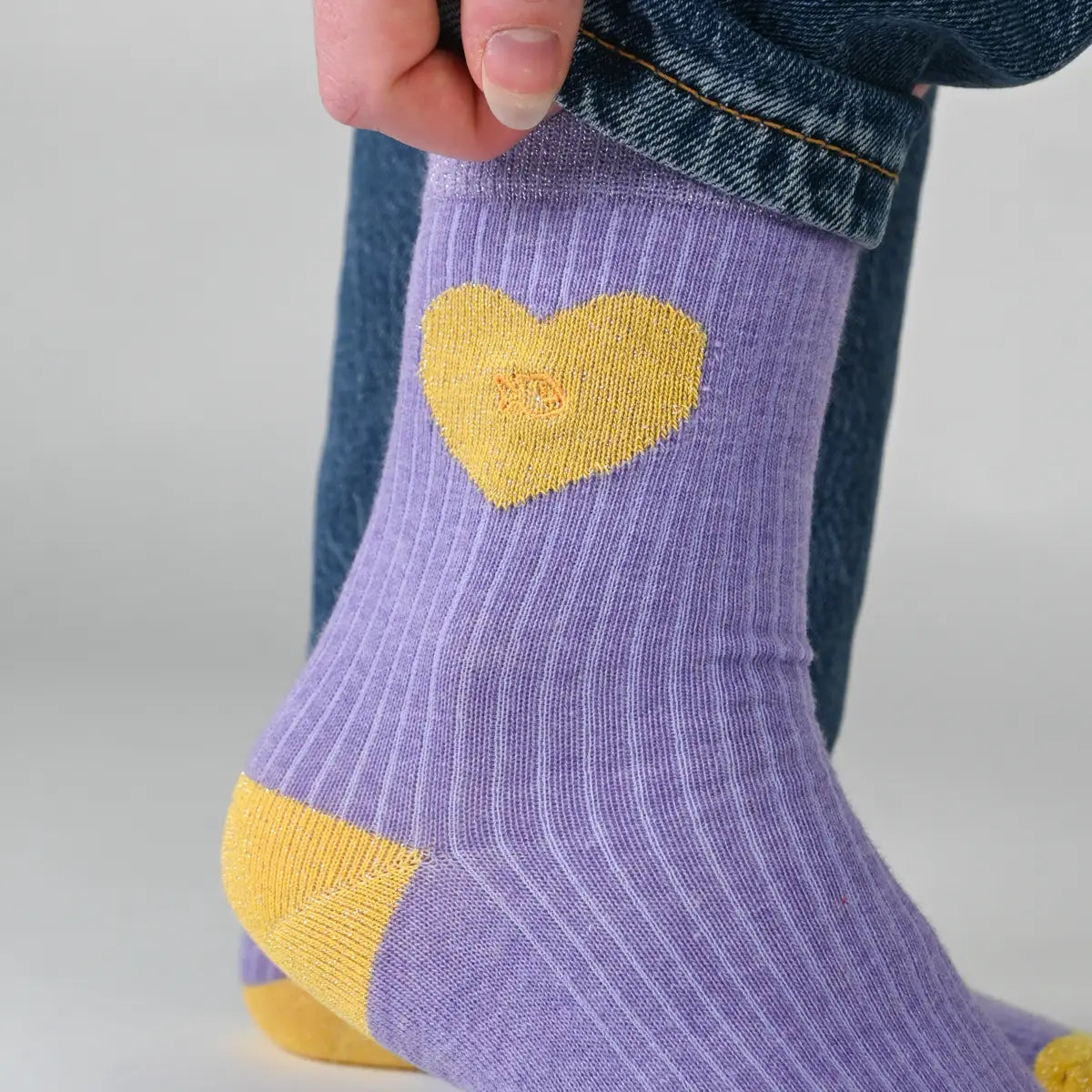 Chaussettes en coton peigné Coeur - Violet