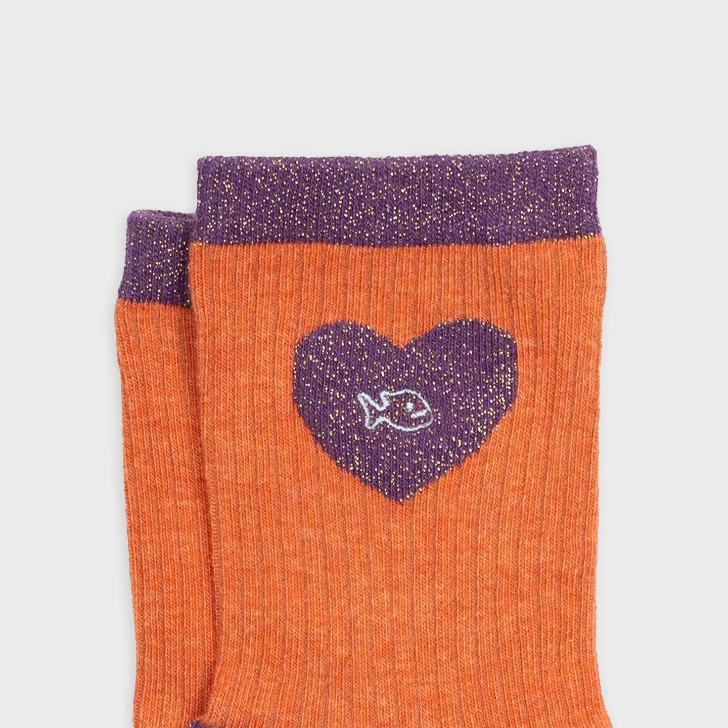 Chaussettes coeur - Orange et violet