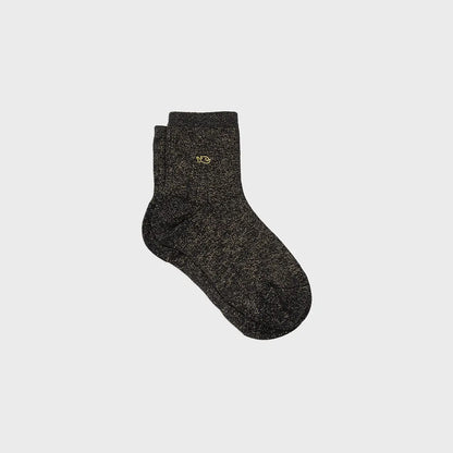 Chaussettes pailletées en coton peigné Unies - Noir minéral