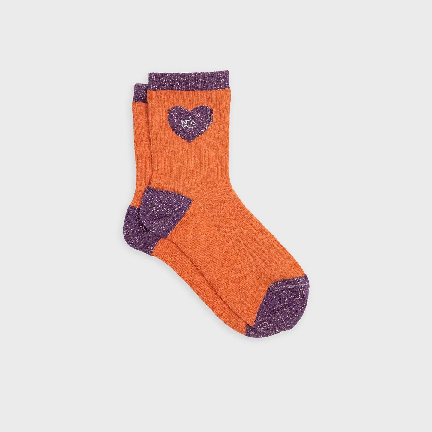 Chaussettes coeur - Orange et violet