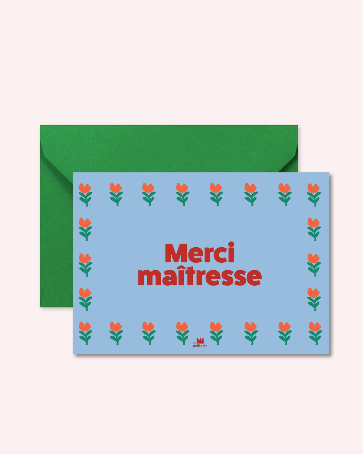 Carte lifestyle - Merci Maîtresse bleu fleurs